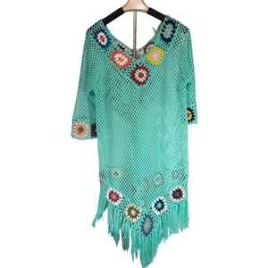 India Boutique Turquoise Crochet Swim Cover-Up